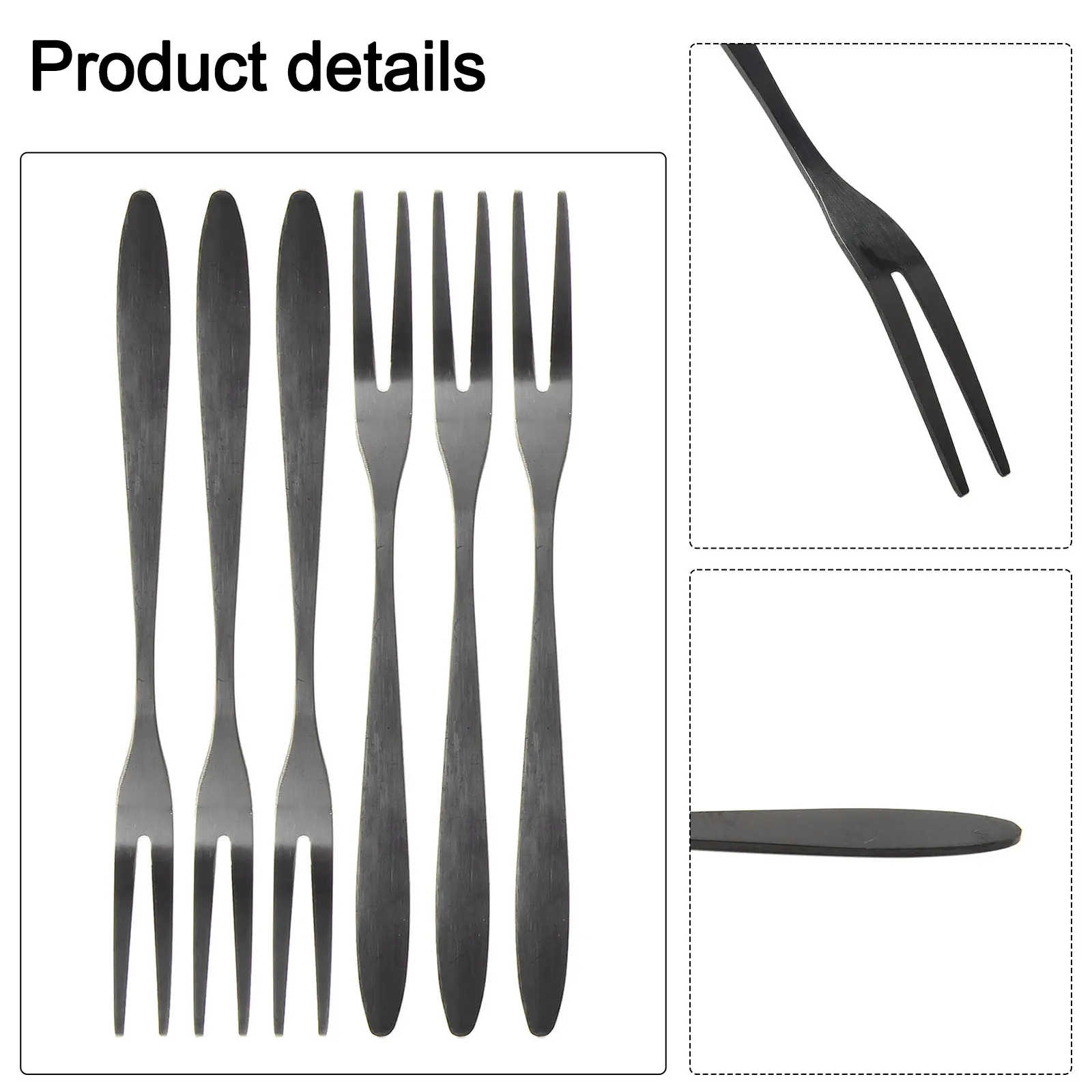 Dinner Dessert Forks Picnic Fruit Fork Kitchen 304 Stainless Steel 6Pcs Bar Mini Food Pick Brand New Practical