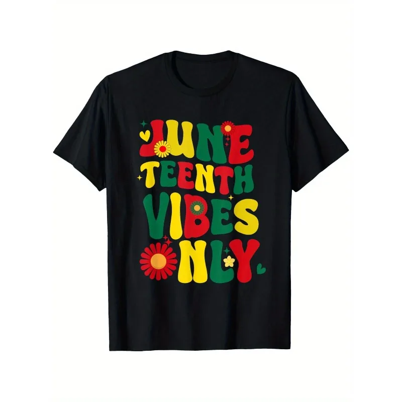 

Juneteenth Vibes Only T Shirt for Men Women Black History Pride African Colors Graphic Tee Summer Celebration Top 2025