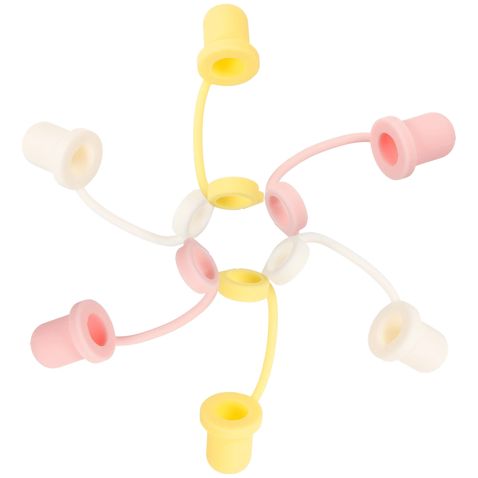 

6 Pcs Straw Covers Caps for Reusable Straws Soft Silicone Tips Topper Pink White Yellow Airtight Dustproof Kitchen Accessories