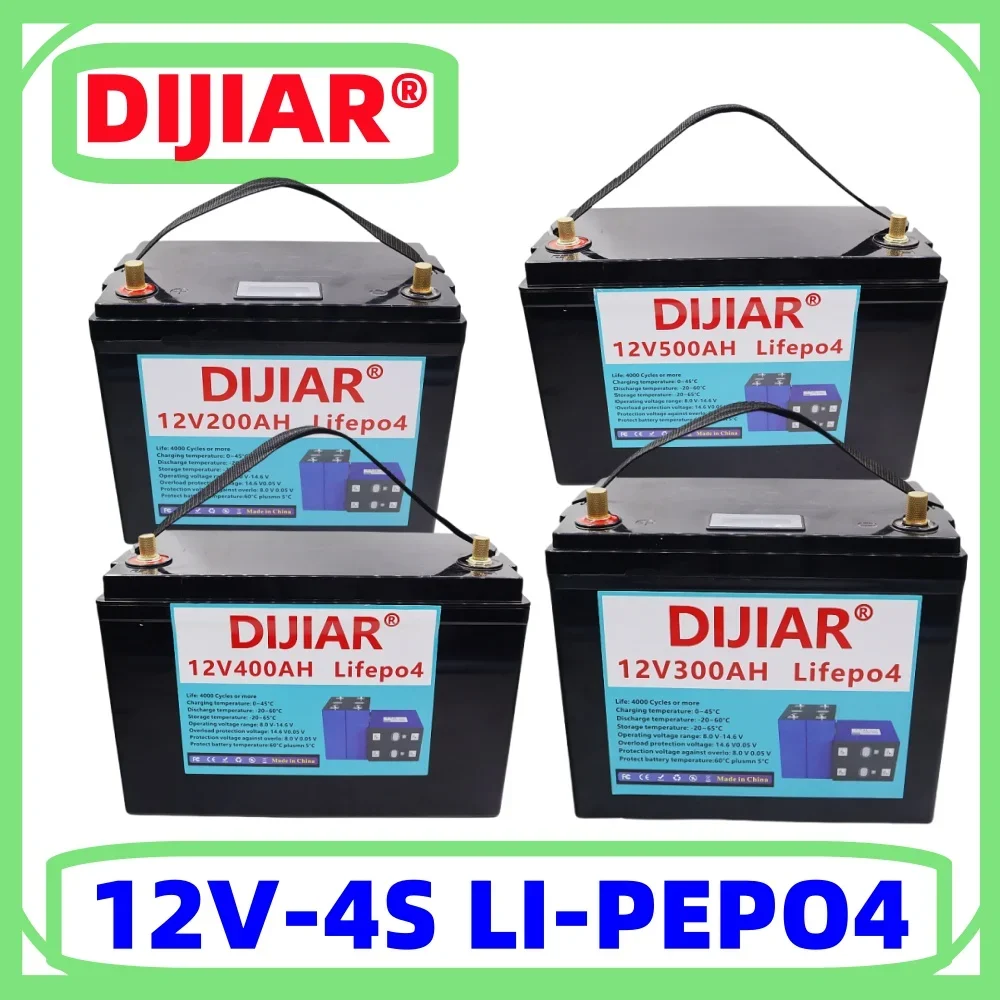 

12V LiFePO4 battery 500Ah 400Ah 300Ah 200Ah built-in BMS lithium iron phosphate battery 6000+golf cart solar cycle life