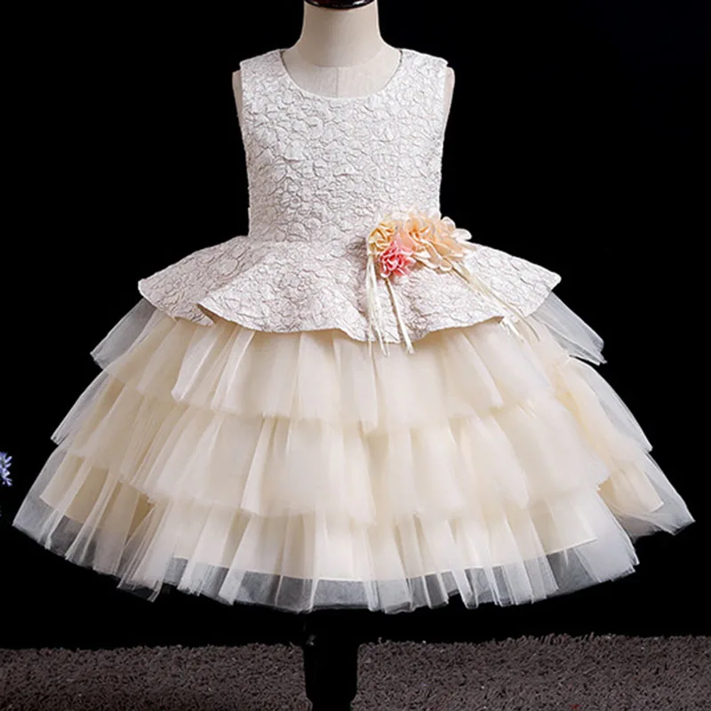 

New Children's Dress Girls Wedding Princess Dress Birthday Performance Piano Performance Mesh Tutu Skirt