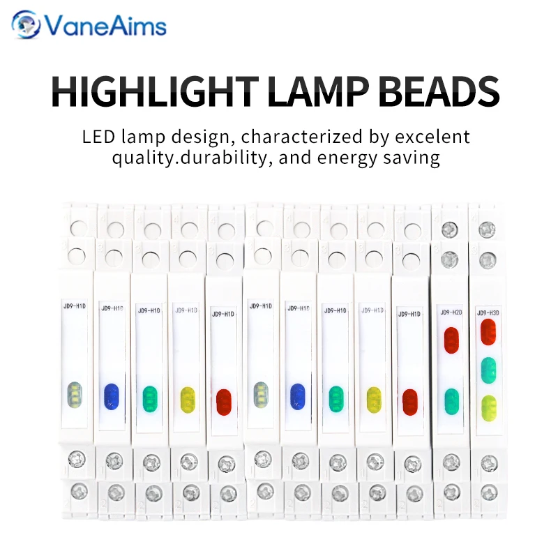 Din Rail Mount LED Signal Lamp 230V 24V 12V AC/DC Modular Indicator Light JD9 50/60Hz Ultra-thin Type Lamp Red Yellow Green Blue image 2