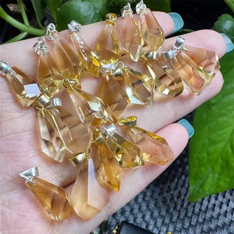 

S925 натуральный цитрин произвольной формы кулон ювелирные изделия целебный камень для мужчин женщин украшения ювелирные изделия подарок 1 шт. 15-19 мм