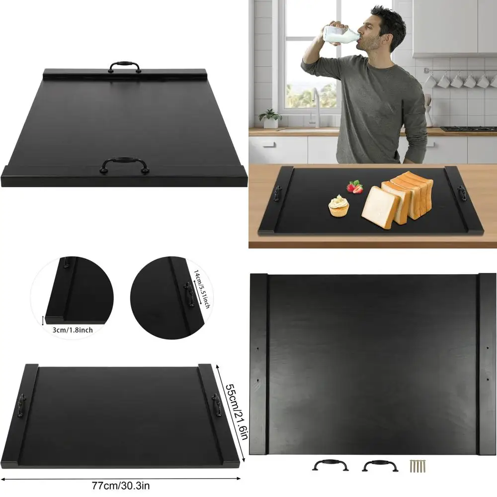 

Universal 30 x 22 Stove Cover with Handle for Gas, Electric Stoves, and Kitchen Sink Protection (Black)