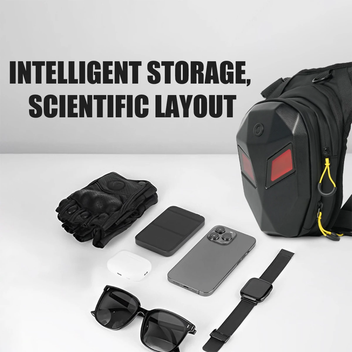 Motorcycle Leg Side Bag Dynamic Devils Eyes Storage Bag Waterproof Hard Shell Outdoor Riding Accessories Men Women Universal