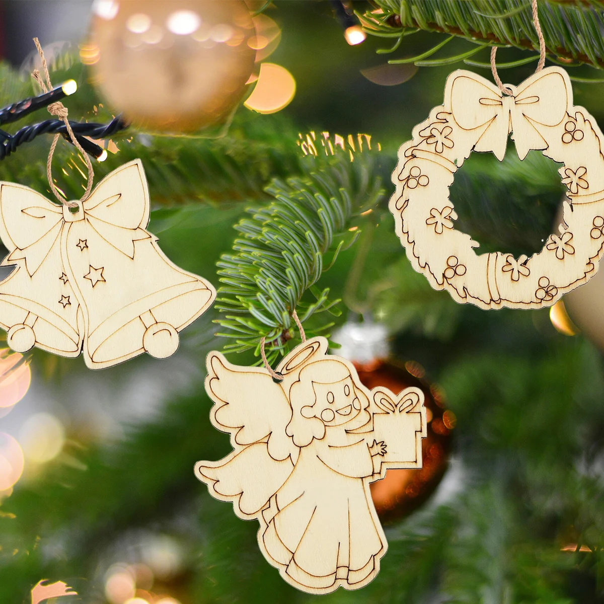 لوحة خشبية تصنعها بنفسك للكريسماس ، دلاية من خشب الأيل الملاك ، ديكورات معلقة على شجرة الكريسماس ، مستلزمات هدايا للأطفال ، 10: 10000 #4