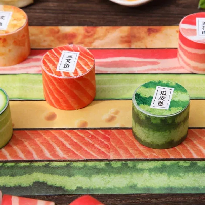 

Life Fresh Food Rolls and Paper Tape Cute and Easy To Tear DIY Bookkeeping Materials Decorative Stickers Stationery