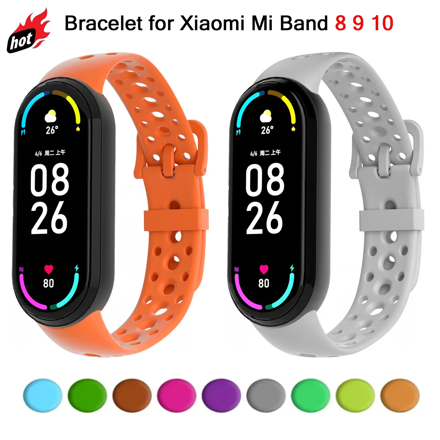 Silikonarmband für Xiaomi Mi Band 9/10 Sportarmband Gummi-Armband Pulseira Correa Xiaomi Smart Band 8/9 Zubehör