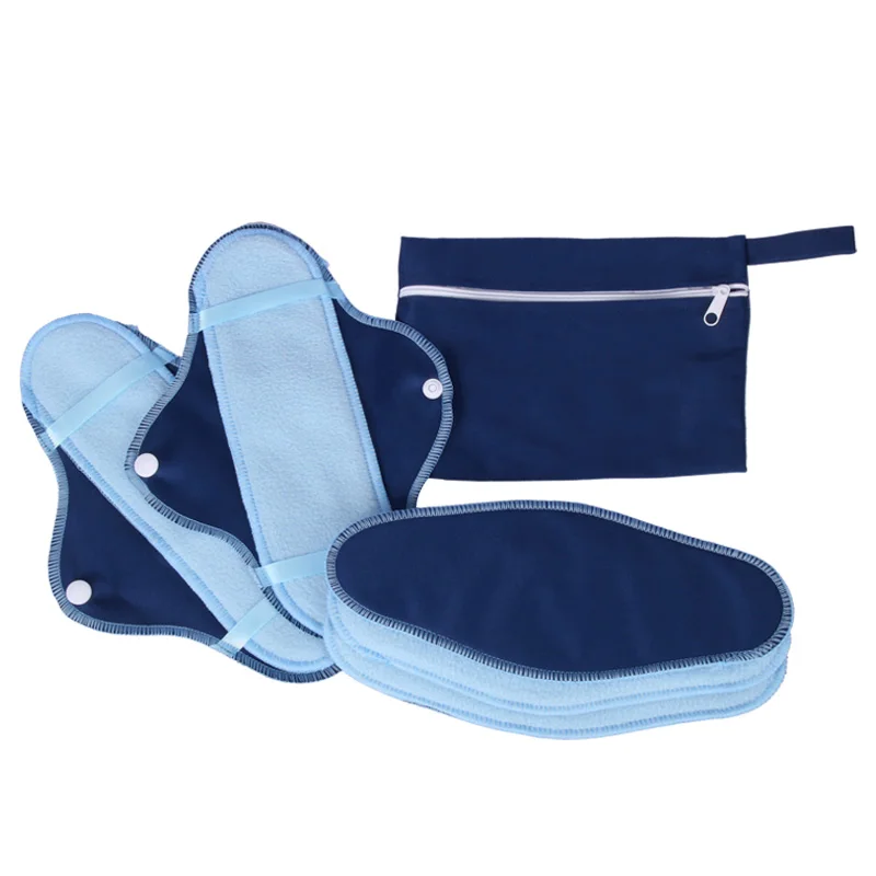 AIO 8 unids/set de toallas menstruales de tela lavables reutilizables, toallitas suaves para bragas con bolsa húmeda, servilletas sanitarias de uso