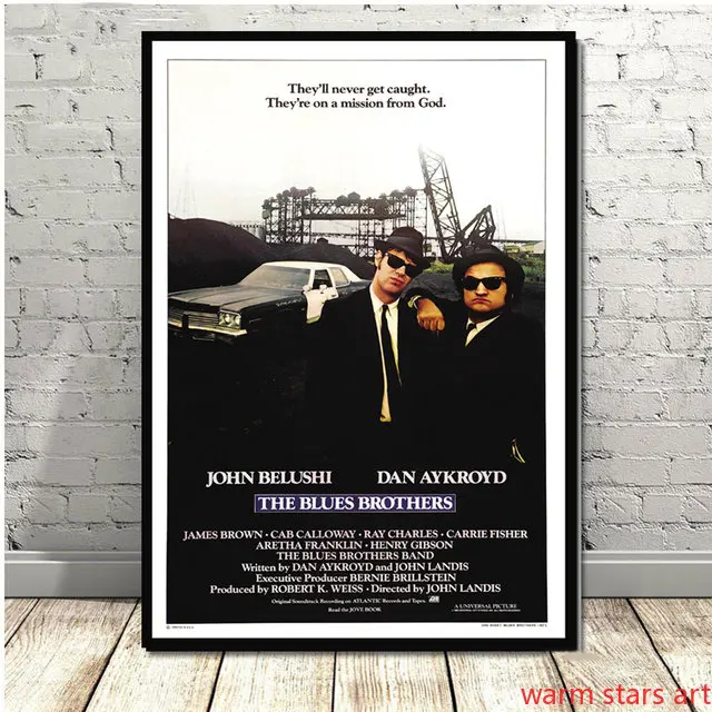 The Blues Brothers Vintage Movie Poster 1980 Retro Music Band Art Painting Vintage Canvas Painting Home Room Decor Unframed