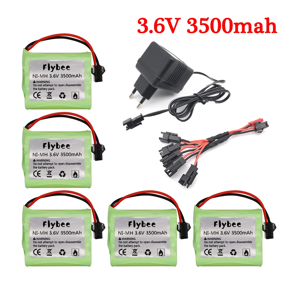 3.6V 3500mAh Ni-MH AA Battery + 3.6V Charger For Rc toys car boat truck train parts 3.6V rechargeable NIMH Battery SM Plug