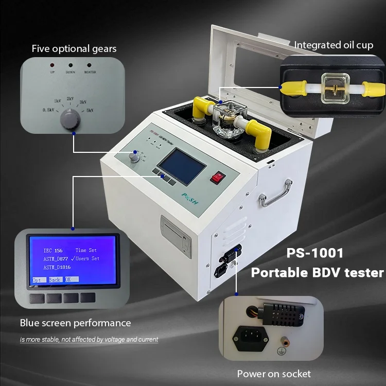 Automatic Insulation Oil Tester Spanish and many languages ASTM D1816 Dielectric Transformer Oil BDV Tester Apparatus