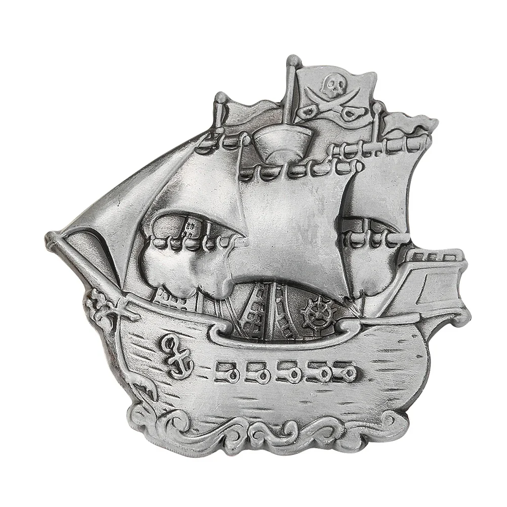 

3D стереоскопическая парусная лодка Galleon пароход пиратский череп пряжка ремня из цинкового сплава в стиле панк хип-хоп мужская застежка джинсовый аксессуар