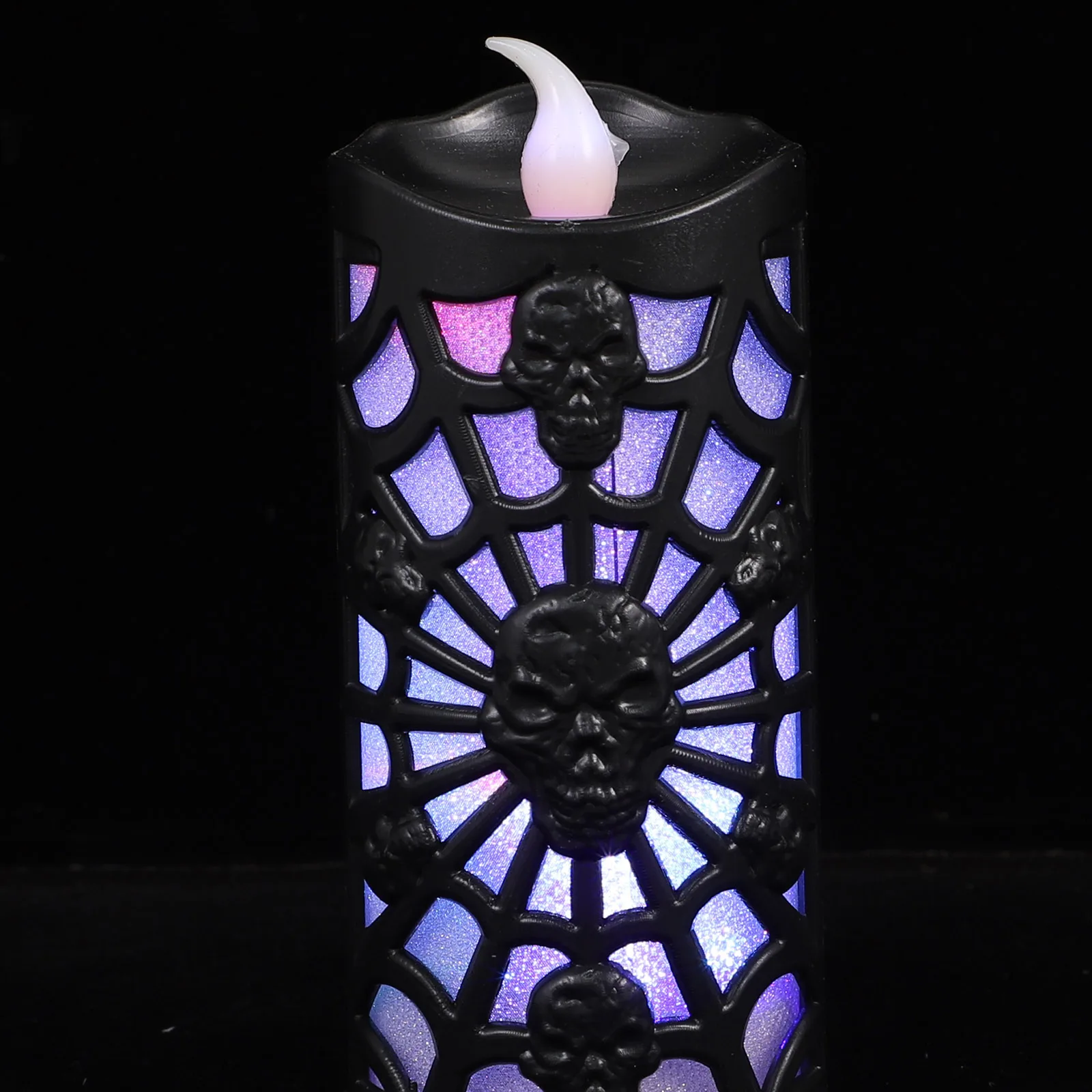

3 PCS Lights Spider Web Skull LED Flash Cauldron Halloween Decor Lamp