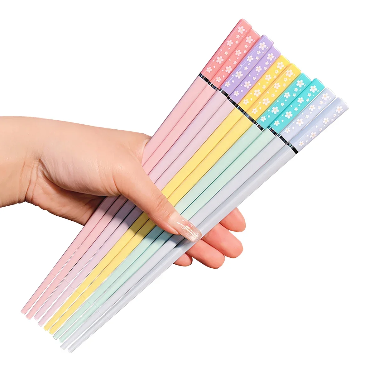 5Pairs Cherry Blossom Plastic Chopsticks Durable Chinese Style Chopsticks Anti Slip Sushi Reusable Chopstick Kitchen Dinnerware