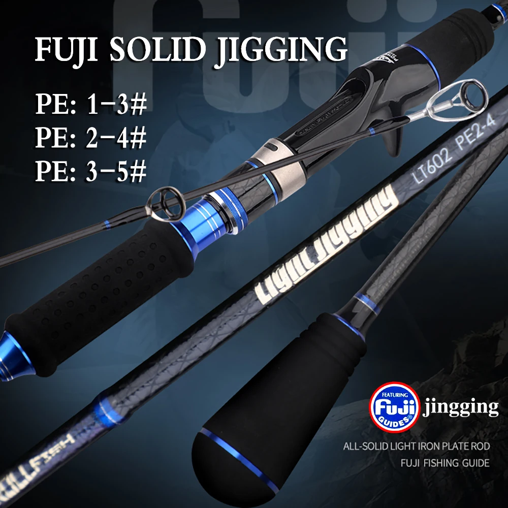 Uji Solid Jigging 1,8 / 1,98 m Angelrute aus Kohlefaser, Spinnrute mit fester Spitze, leichte Angelrute für Salzwasser/Süßwasser