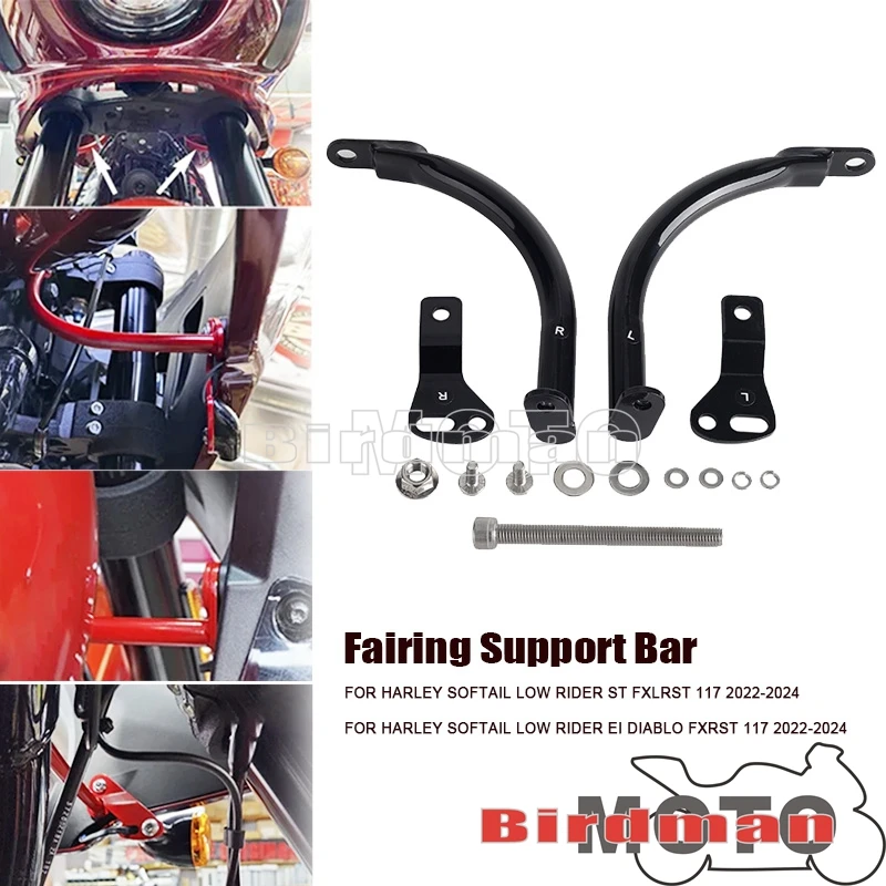 Motorcycle Stealth Fairing Support Bar Left & Right Shore Up Rod For Harley Softail Low Rider ST FXLRST 117 2022 2023 2024