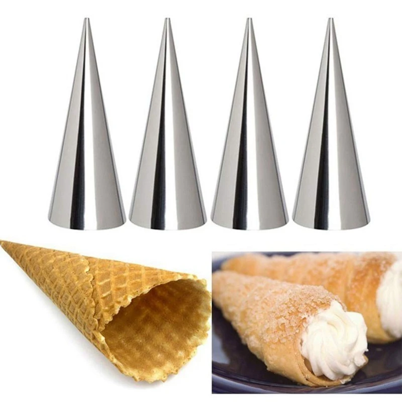 30PCS Mold Cone Croissants Tube Stainless Steel Non-Stick Cannoli Forms Cream Horn Danish Pastry Mold Cone Tubes