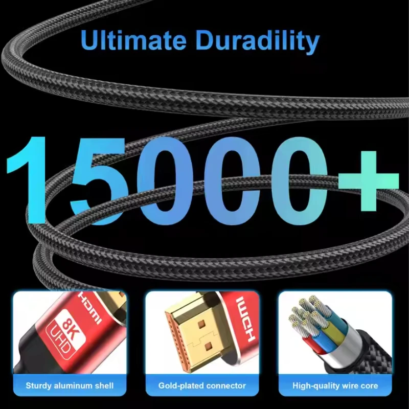 8K HDMI2.1 Cable High Speed HDMI 8K Cable 60HZ 2.1V 4K 144HZ 3D TV Computer Monitor Projector PS Game Console Audio And Video image 4