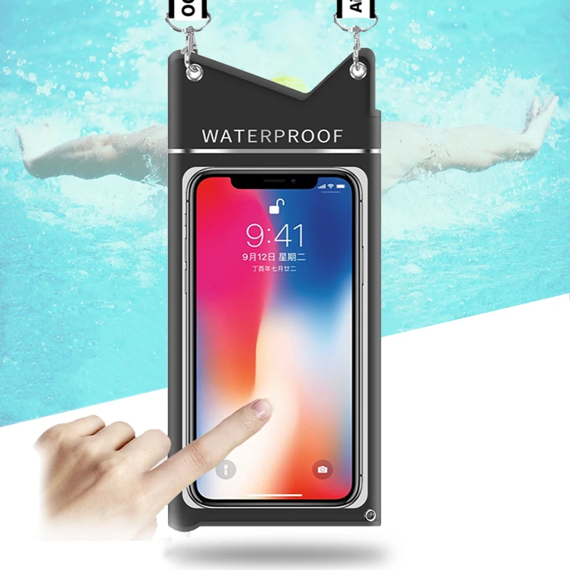 Funda impermeable para teléfono con pantalla táctil, bolsa de natación a prueba de polvo para playa, funda para teléfono móvil, bolsa de agua para surf y buceo