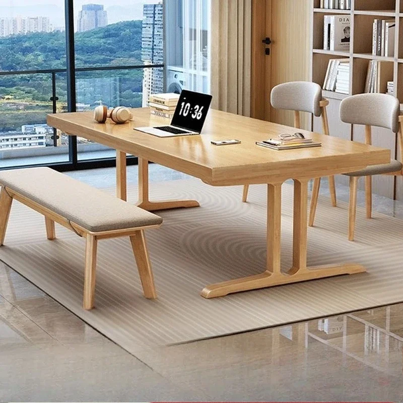 

Solid wood large desk, home to the living room, office computer desk, reading study table, simple double long table