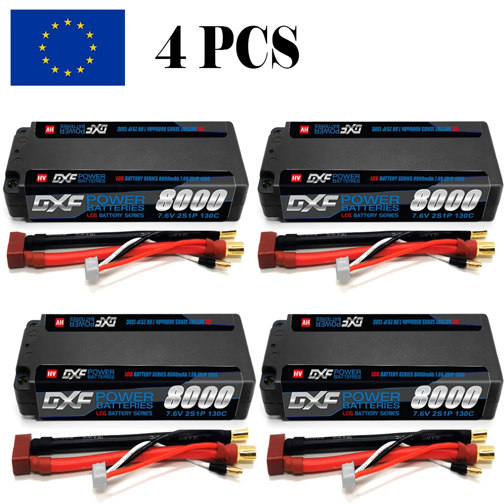 DXF 2S Lipo Batterij 8000mAh 7.6V 130C 5mm T Plug Hardcase Voor 1/10 Buggy Truggy Offroad boot Auto Boot Vrachtwagen RACING Helikopter