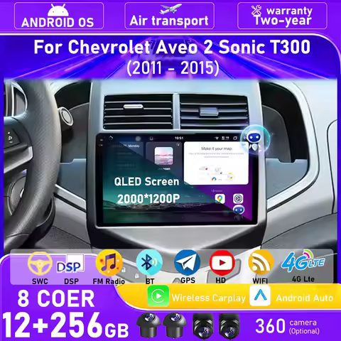 Wireless Carplay For Chevrolet Aveo 2 Sonic T300 2011 2012 2013 2014 2015 Android 16 Auto Car Radio GPS Multimedia Player BT DSP