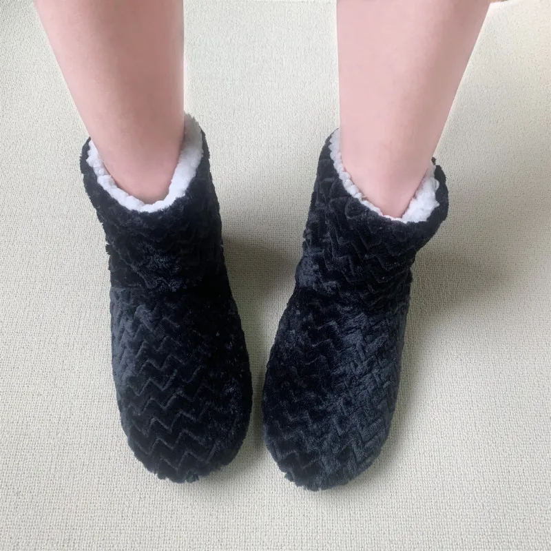 Winter thickened warm short floor boots indoor non-slip men's and women's socks indoor cotton shoes