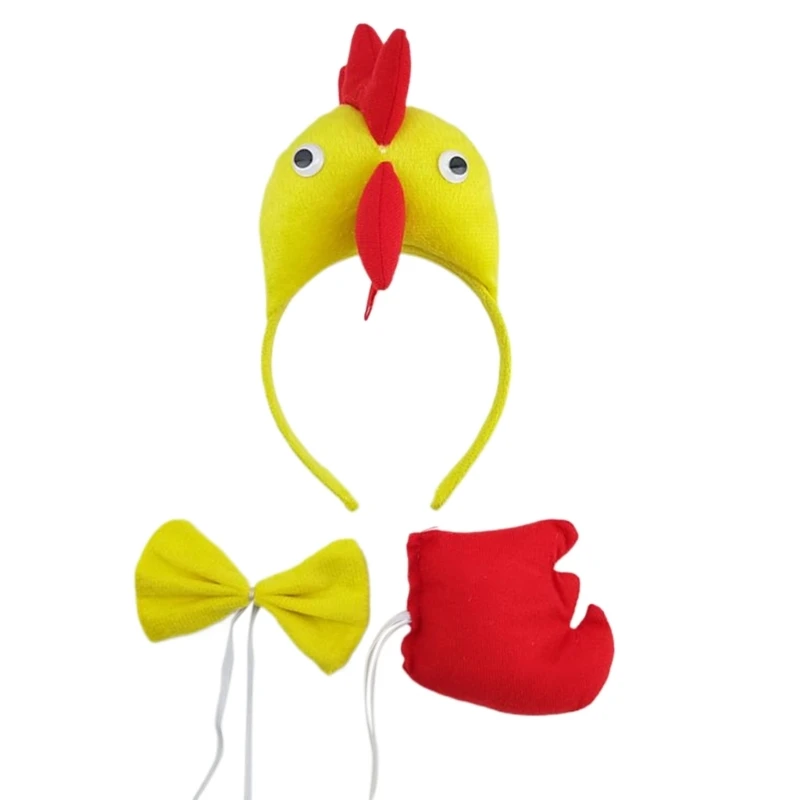 Garneck 1 ensemble de déguisement de coq avec nez de poule, bandeau et bec en tissu pour Halloween