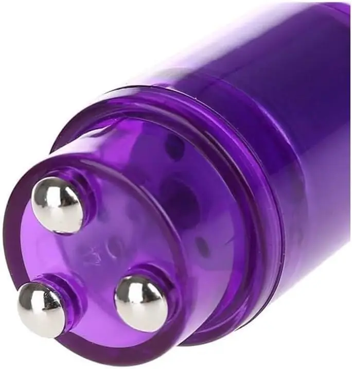 Piccola mini penna portatile per massaggi corpo viso, collo, testa, schiena con 4 teste (1 pezzo viola)