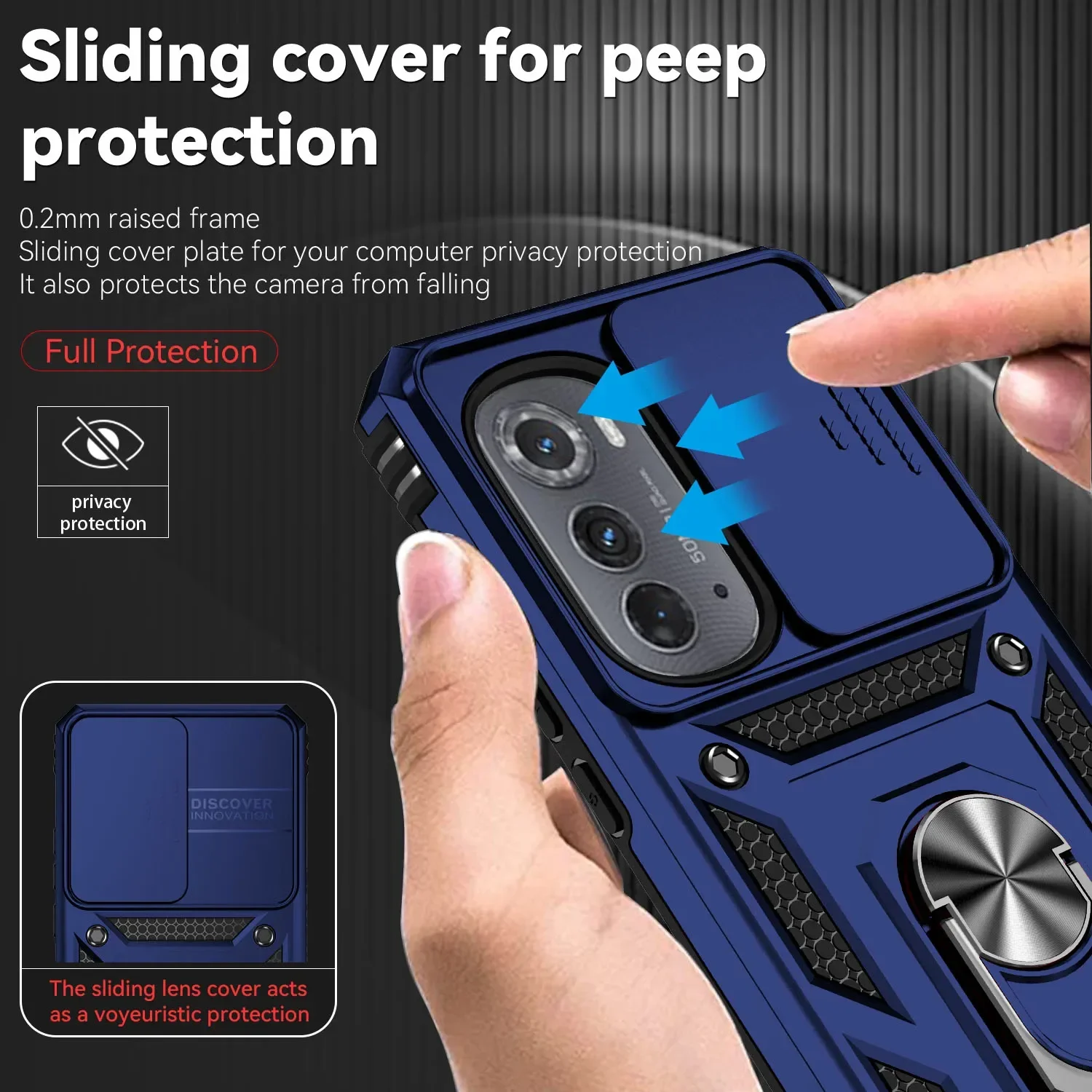 Para Motorola Moto Edge Plus 2023 2022 2024 Funda de silicona para teléfono soporte de anillo cubierta deslizante Funda protectora para cámara Funda