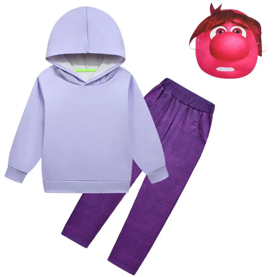 2PCS Set Inside Out 2 Joy Cosplay Costume Boys Girls Clothing Set with Mask Children Cartoon Anime  for Halloween Birthday Gift