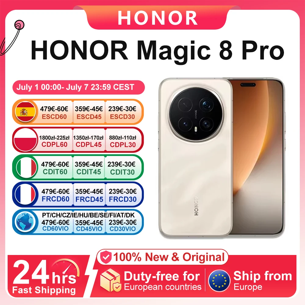 Versión Global HONOR Magic 8 Pro 5G Smartphone 12+512GB Snapdragon 8 Elite Gen 5 Pantalla OLED de 6.71'' y 120Hz Cámaras IA de 200MP Teléfono Móvil con SuperCharge de 100W Nuevo 2026