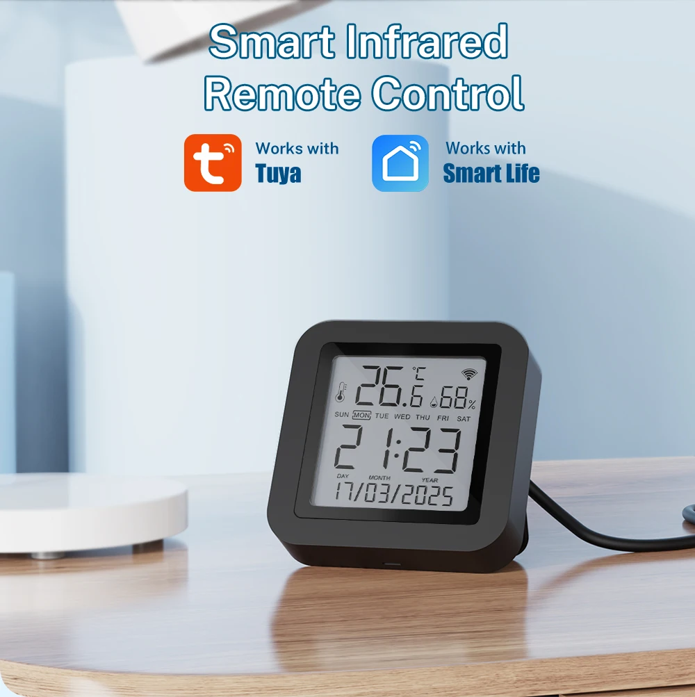 WiFi Tuya Control remoto inteligente por infrarrojos con Sensor de temperatura y humedad automatización del hogar inteli