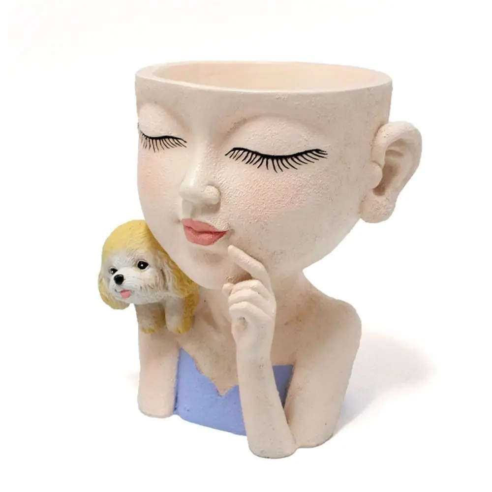 

Creative Decorative Girls Flower Pot Elegant Unique Succulent Plant Pot Micro Landscape Resin Desktop Flowerpot Home Decor