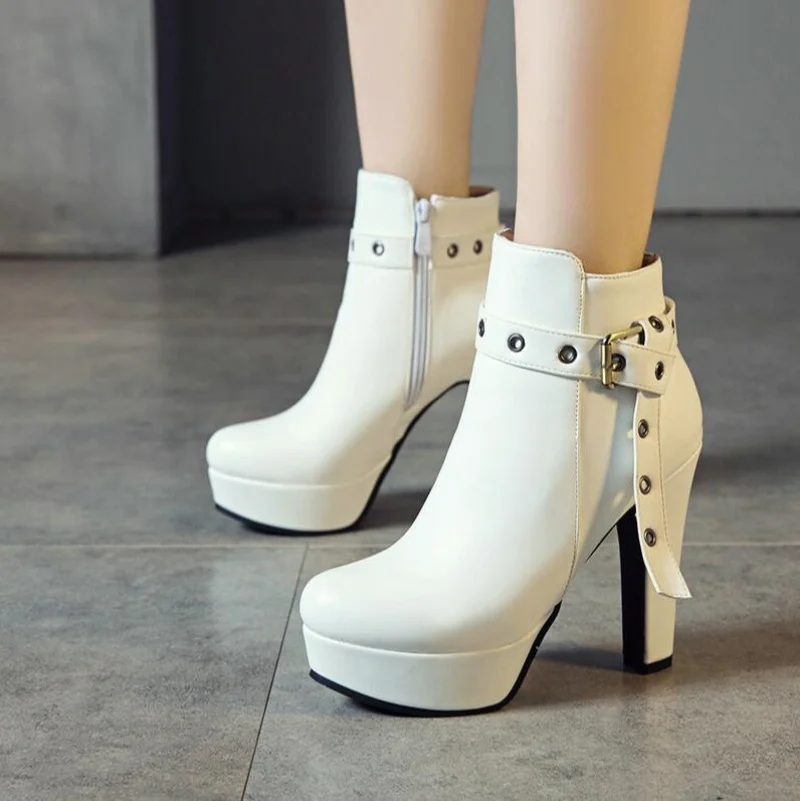 

2025 женские ботинки, осенние ботильоны, женские туфли на высоком каблуке из искусственной кожи, 34–39