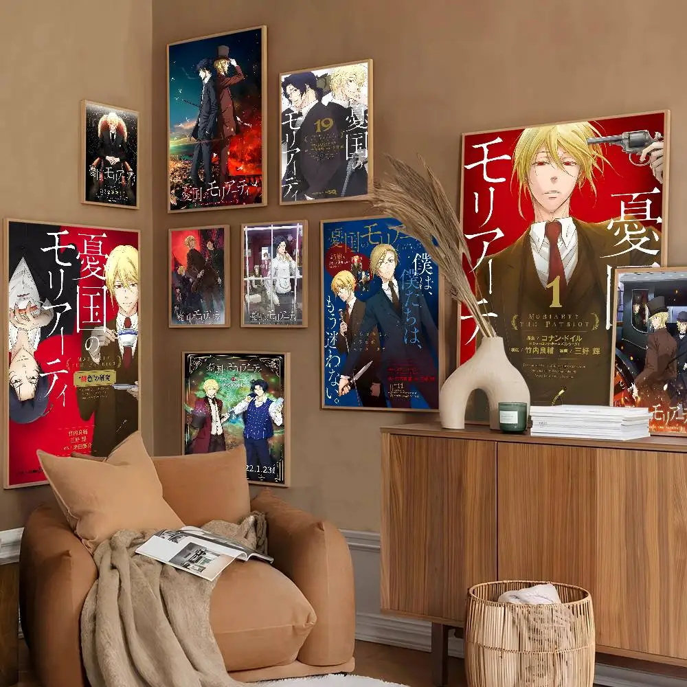 Pósteres de dibujos animados de Anime Moriarty the Patriot, arte de pared adhesivo de calidad HD, carteles Retro para decoración de habitación Kawaii en el hogar