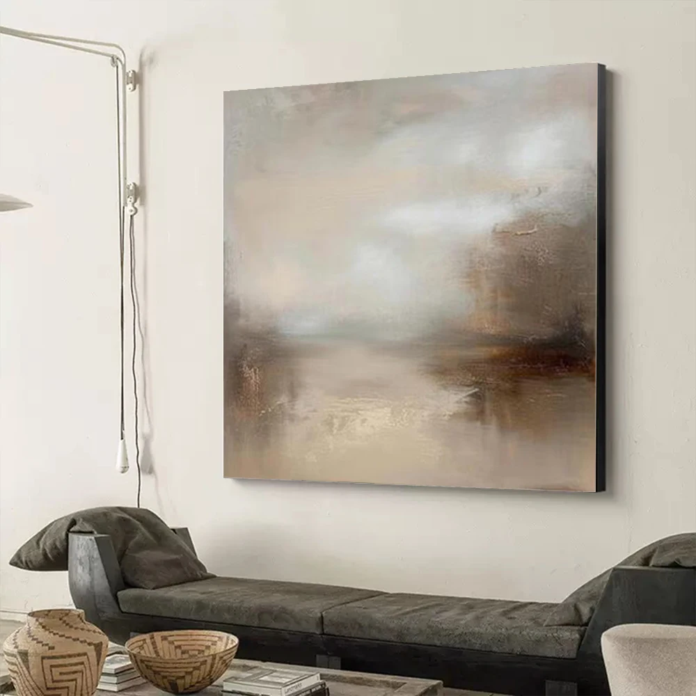 100% Handmade Abstract Oil Painting On Canvas Nordic Black Forest Landscape Wall Art Picture For Home Living Room Decor Image