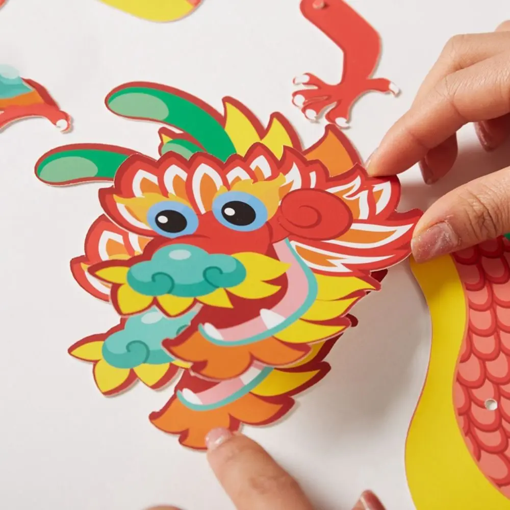 DIY ปีใหม่จีนมังกร Handmade กระดาษละเอียดอ่อน Cutout ของขวัญการพัฒนาทางปัญญา Creative Dragon ทําวัสดุ Pack