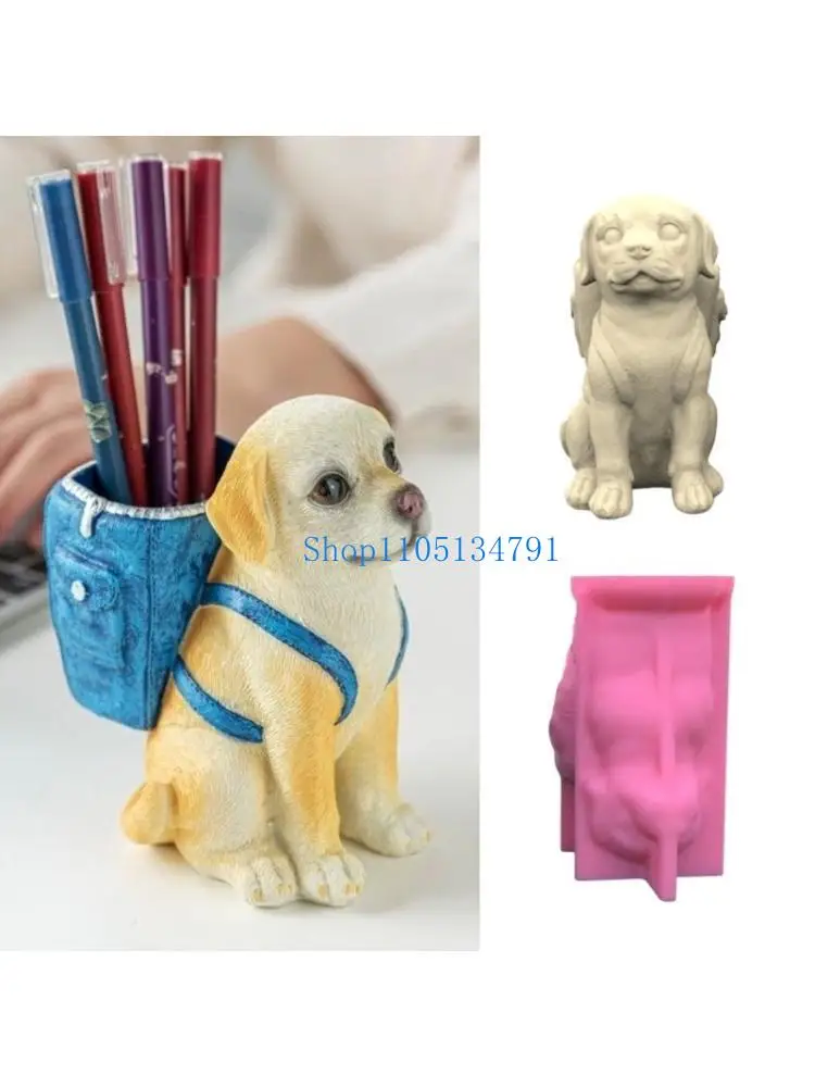 

98km Unique Silicone Mould Flower Pot Molds Dog Shaped Pen Holder Moulds for DIY Planters and Pen Holder