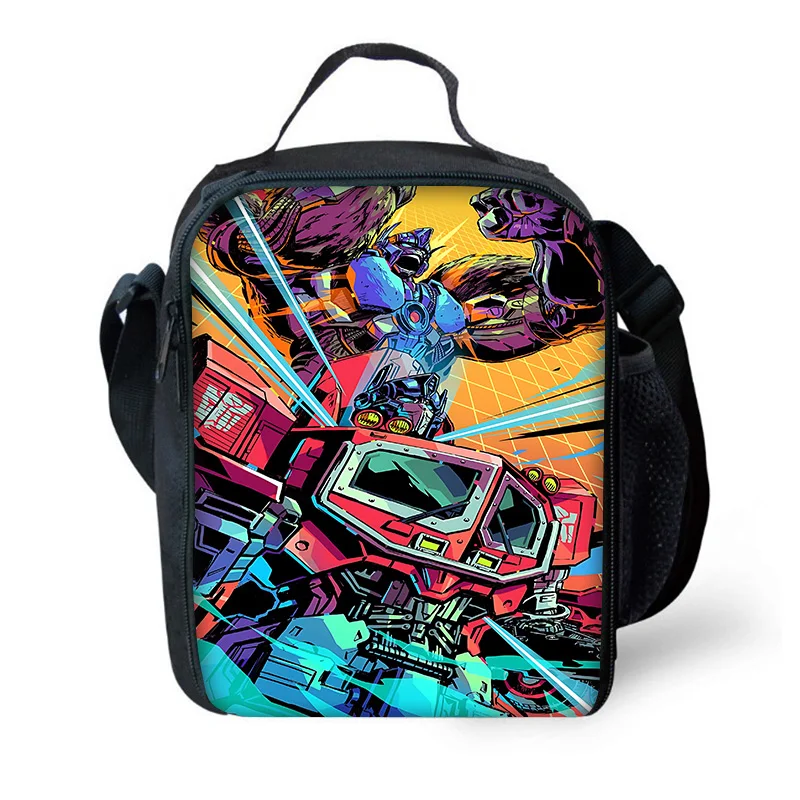 Anime Transformers G1 Car Robot bolsa de gran capacidad para niños, niño, niña, estudiante, Picnic al aire libre, enfriador térmico reutilizable, fiambrera