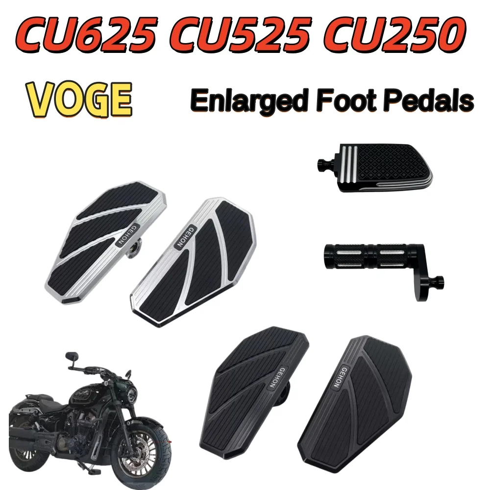 Enlarged Footpegs & Extended Gear Shift Peg for VOGE CU625/CU525/CU250 – Retro Cruiser CNC Aluminum Alloy Accessories