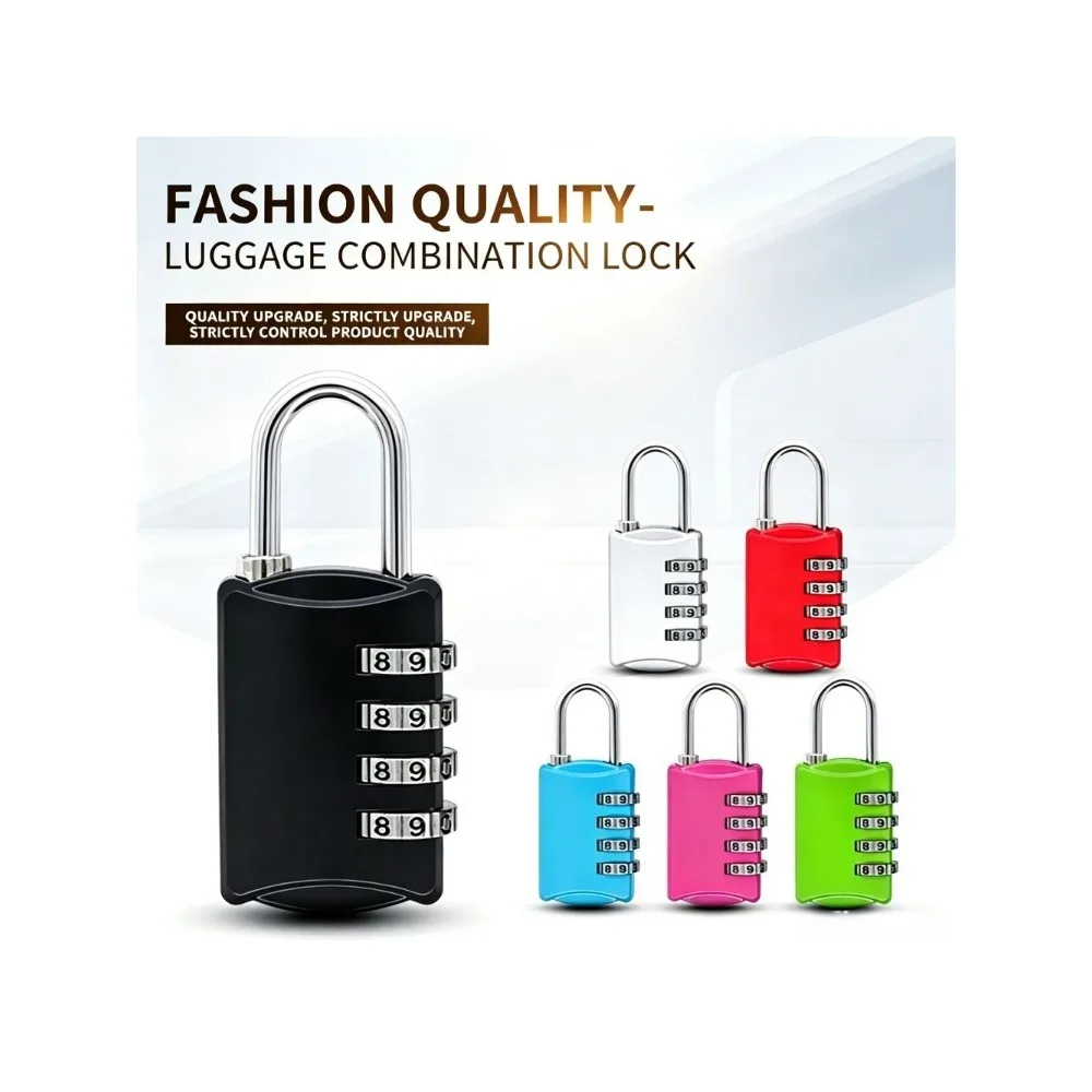 4 Digit Combination Padlock, Resettable Code Lock for Luggage Gym Locker, Weatherproof Security Lock