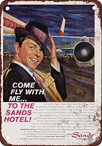 1961 Frank Sinatra for The Sands Hotel Las Vegas Vintage Look Reproduction Metal Tin Sign 8X12 Inches sign sign