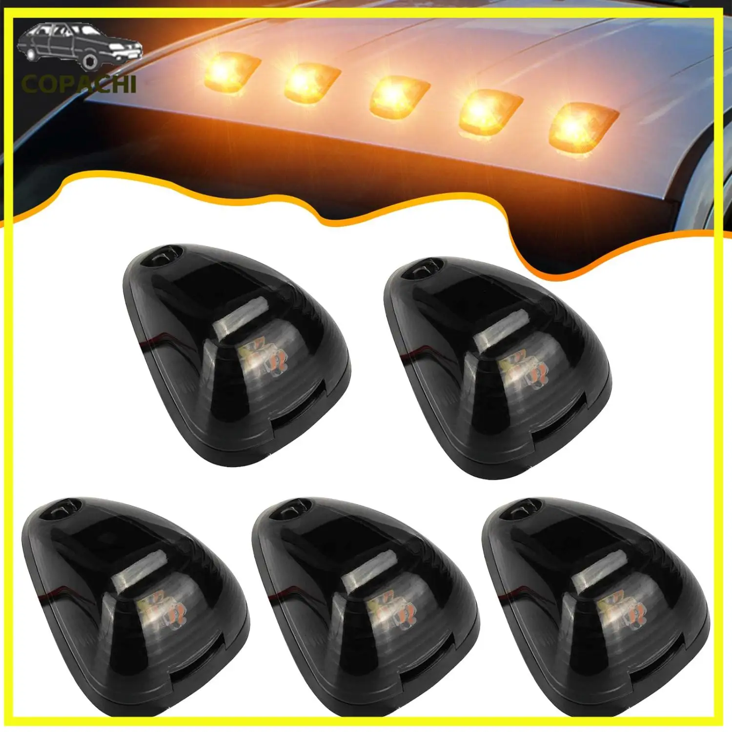 

5Pcs LED Cab Roof Lights Marker Amber For Ford F-250 F-350 F450 Super Duty Engine Car Accessories Interior Replacement Parts