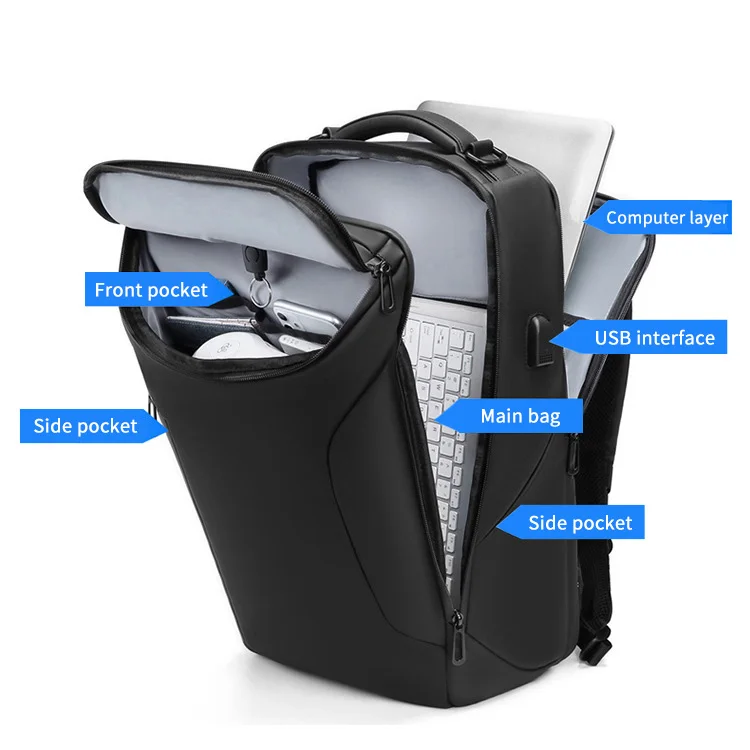 15.6 inch Laptop Large Capacity Business Backpack Travel Anti-theft Laptop Bag for Men Waterproof Fashion USB Charging Mochilas