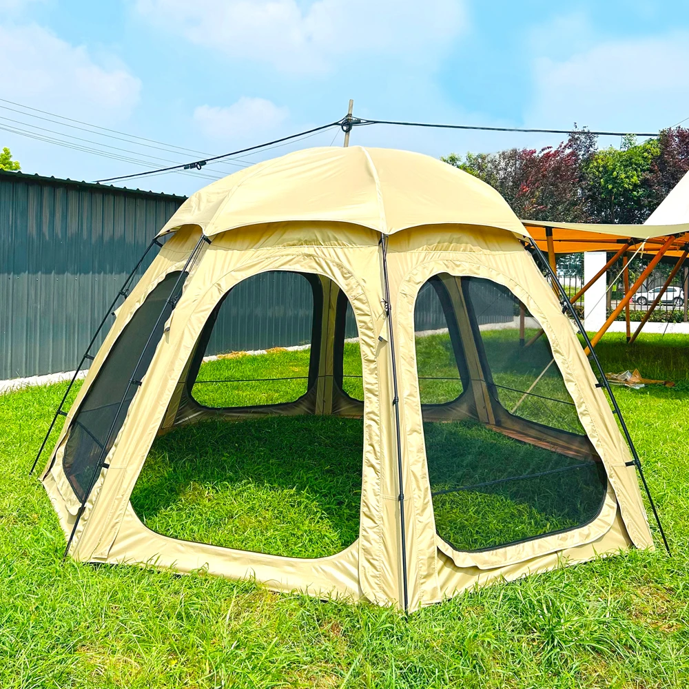 

Tom AutoSpacious High - Ceiling Camping Tent for Outdoor Camping Detachable TPU Door Curtains: Panoramic Views & Great Ventilat