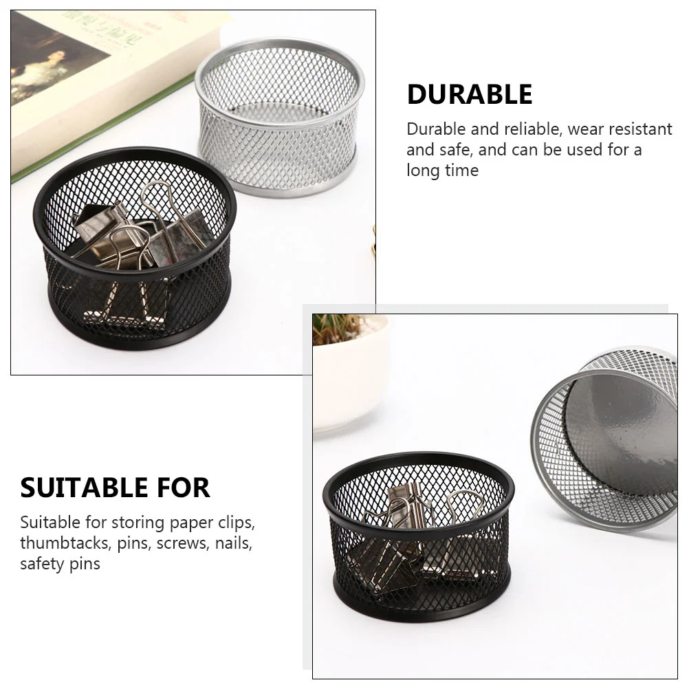 4 PCS Paper Clamp Clip Storage Bucket Pencil Case Paperclip Organizer Cup Tabletop Accessories