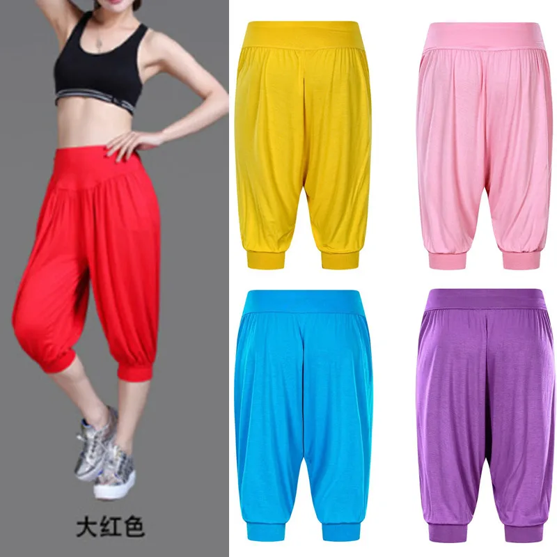 Nuovi pantaloni da Yoga al polpaccio pantaloni da corsa femminili pantaloni da allenamento Fitness sportivi in modale a vita alta larghi di grandi