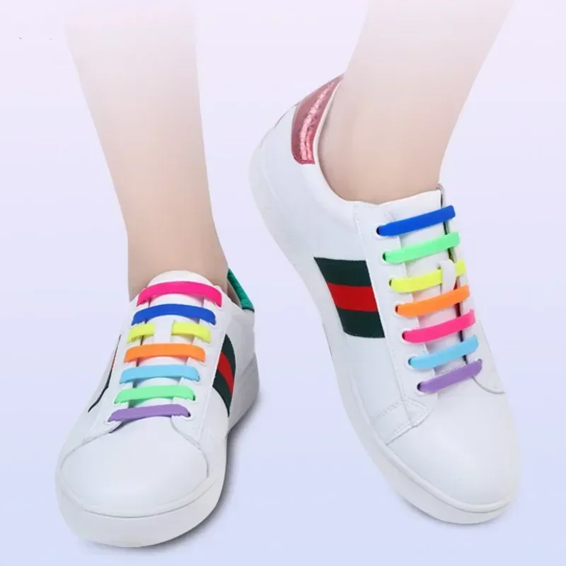 16 Stück Elastische Silikon-Schnürsenkel ohne Binden, Unisex Dehnbare Schuhbänder für Alle Sneaker, Modische Gummiband-Schnürsenkel – Detail 6